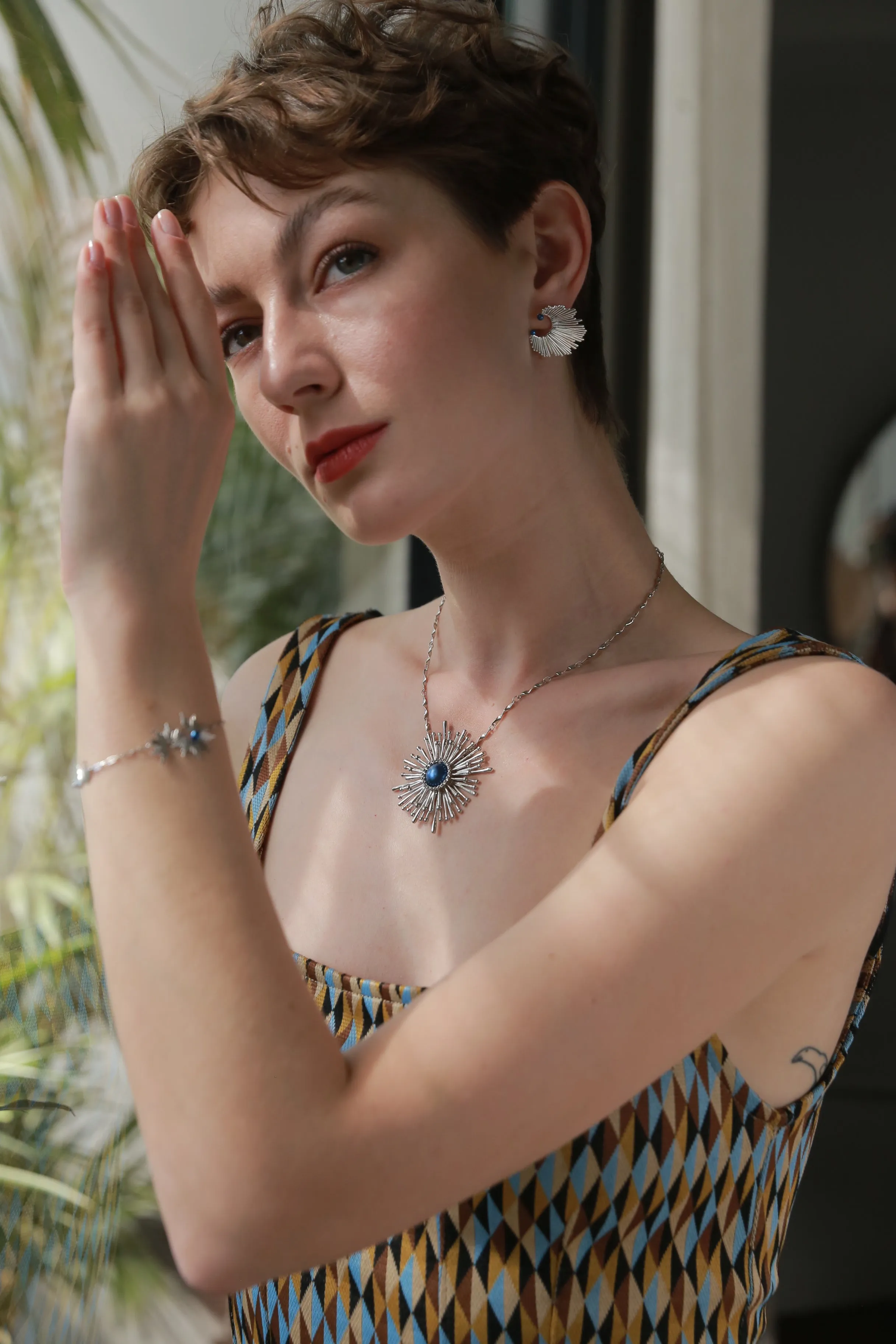 Blue Dandelion Earrings sold by Retro Chic product image thumbnail 3