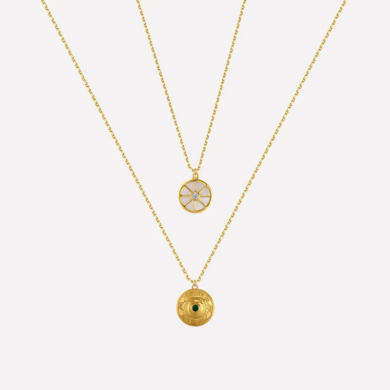 Compass Layered Necklace Set sold by Retro Chic