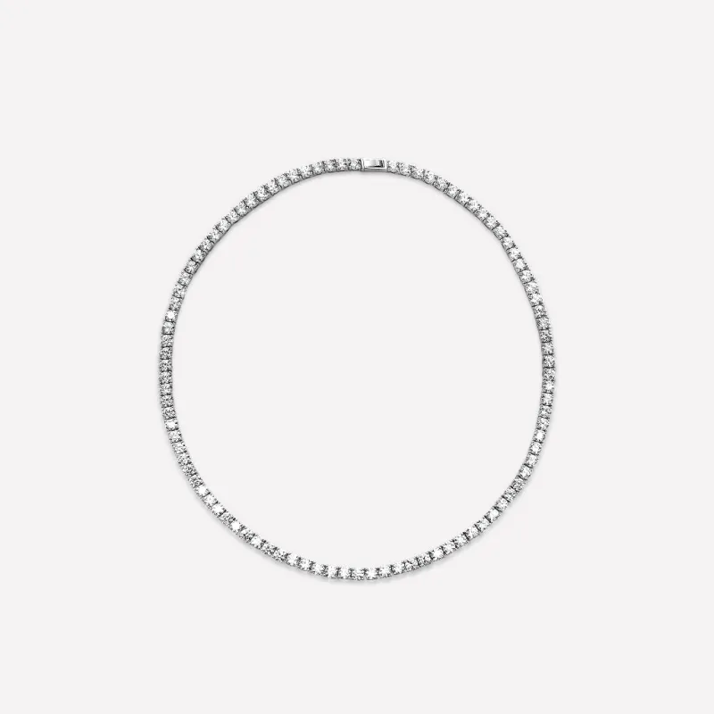 Roman Dusk Silver Tennis Necklace made by Retro Chic