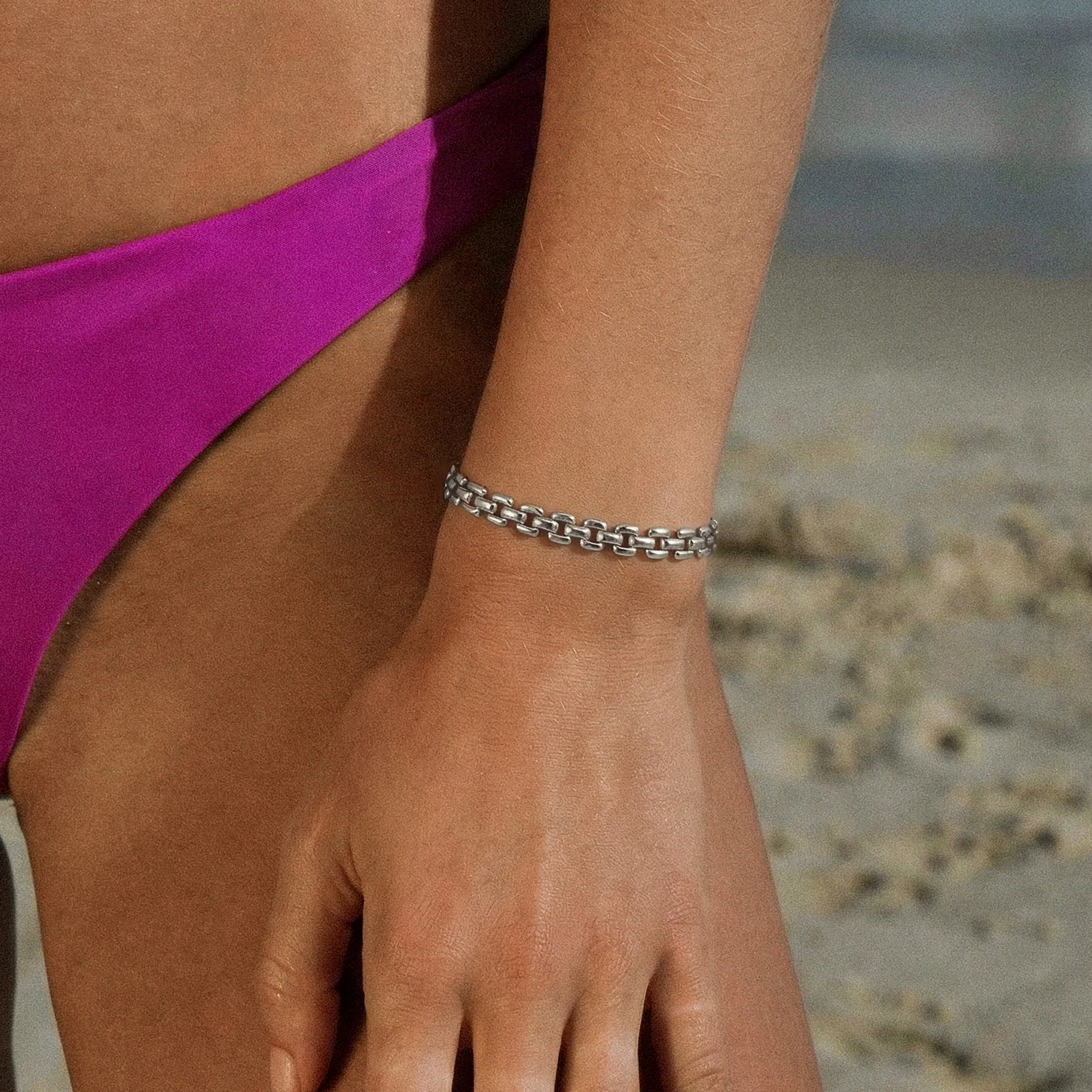 Rome Chain Silver Bracelet sold by Retro Chic product image thumbnail 2