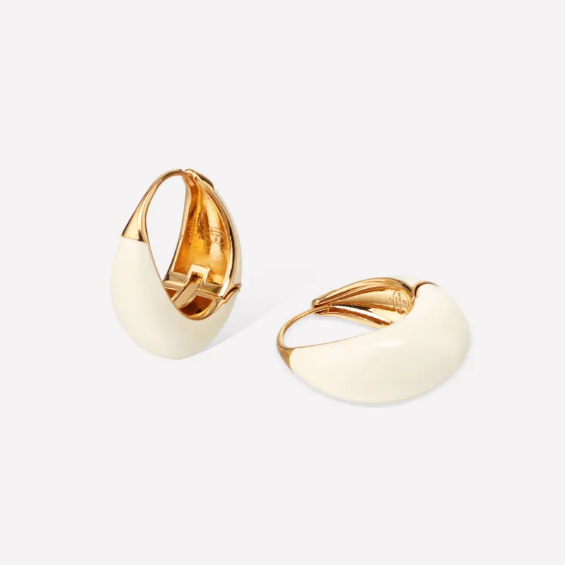 White Drop Hoop Earrings made by Retro Chic