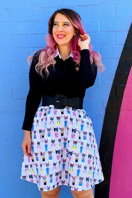 4620 Cats A-line Skirt - 2X only sold by Retrolicious