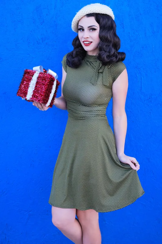 4769 Olive Dot Bombshell Dress sold by Retrolicious