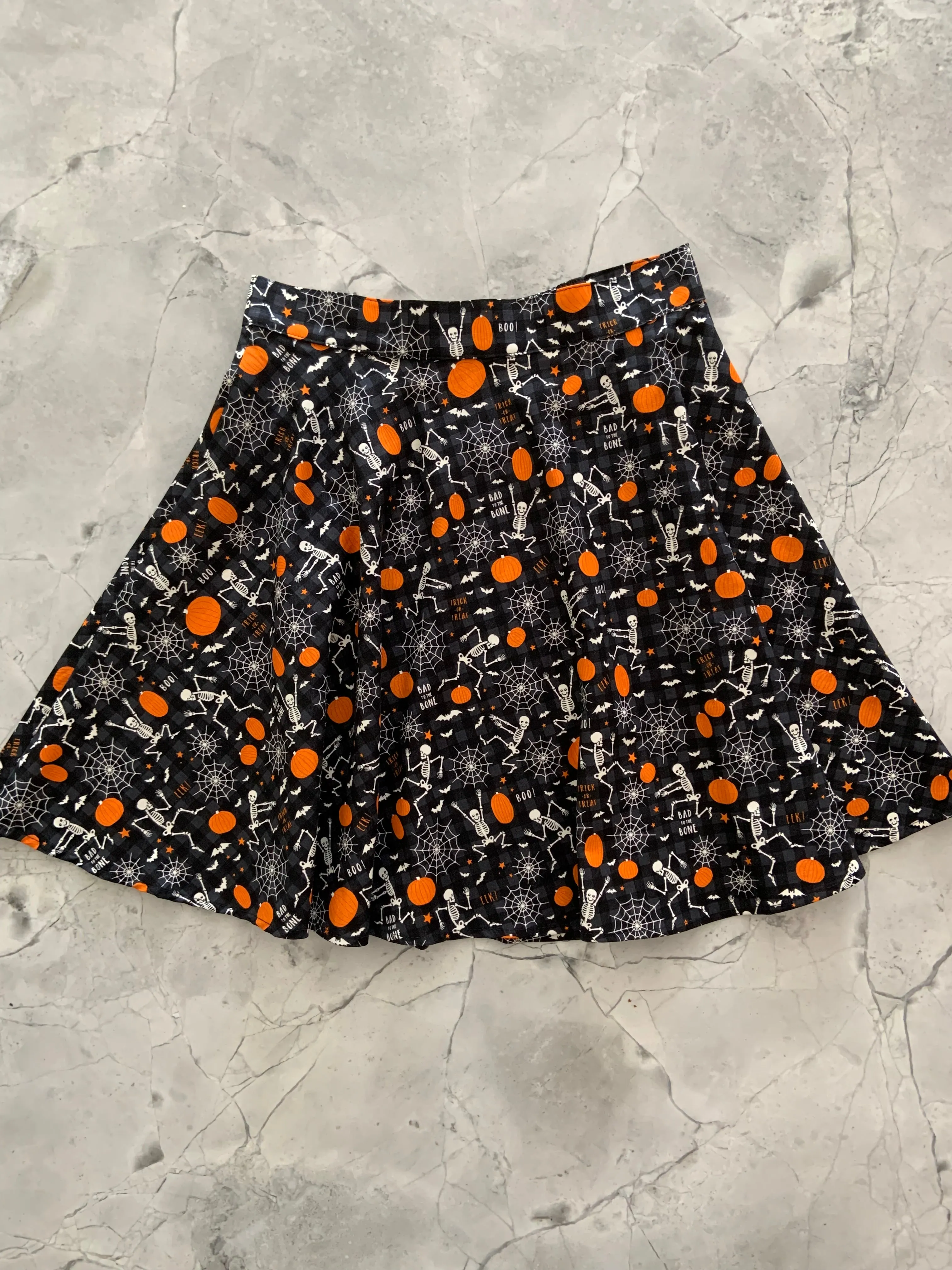 4902 Glow in the Dark Dancing Bones Skater Skirt sold by Retrolicious