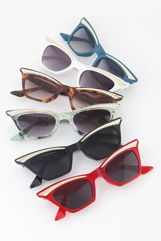Leaf Accent Cat Eye Sunglasses in White - 1 left! sold by Retrolicious