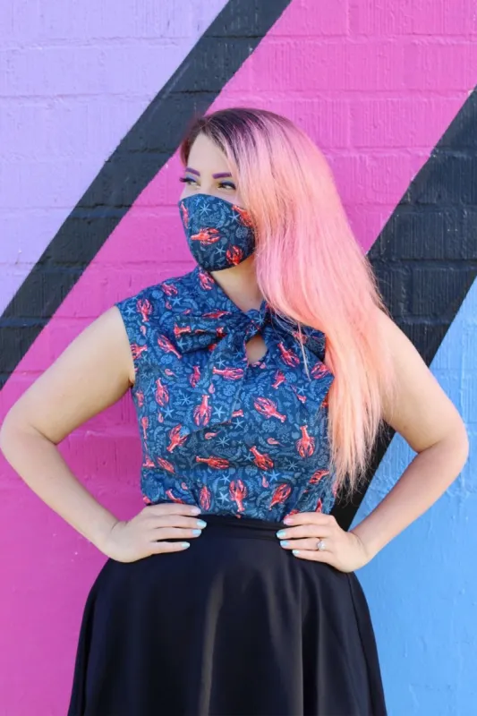 4402 Lobster Cotton Mask sold by Retrolicious