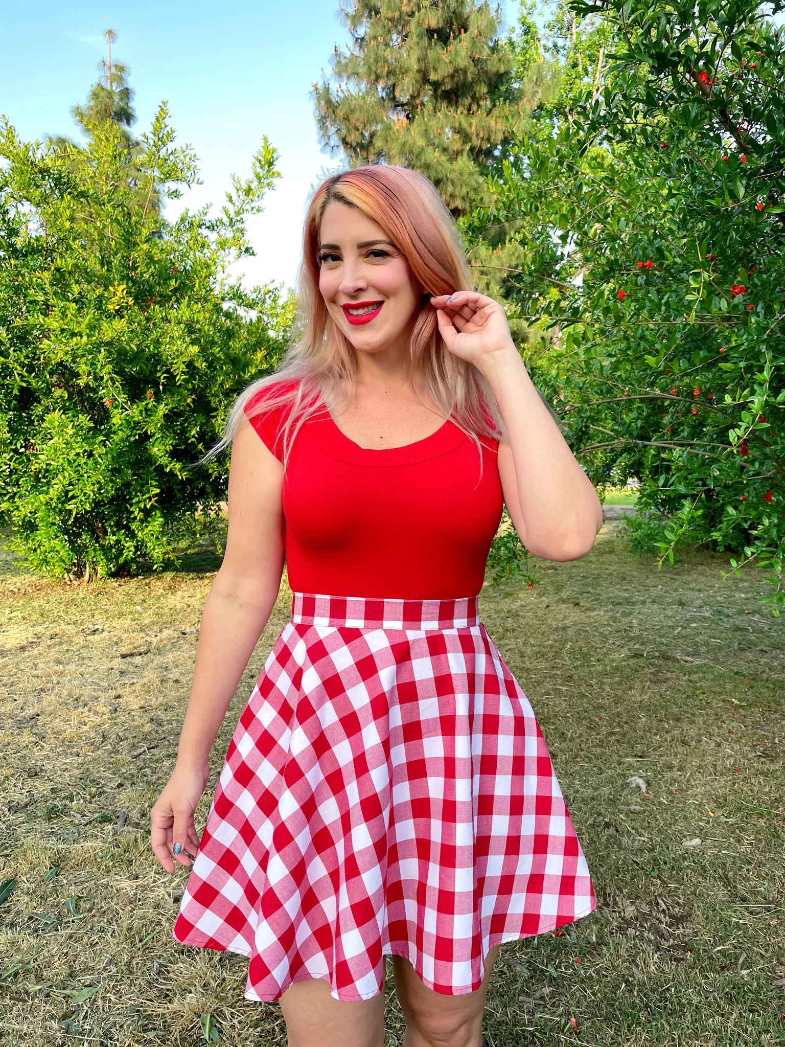 4875 Red Gingham Skater Skirt sold by Retrolicious product image thumbnail 5