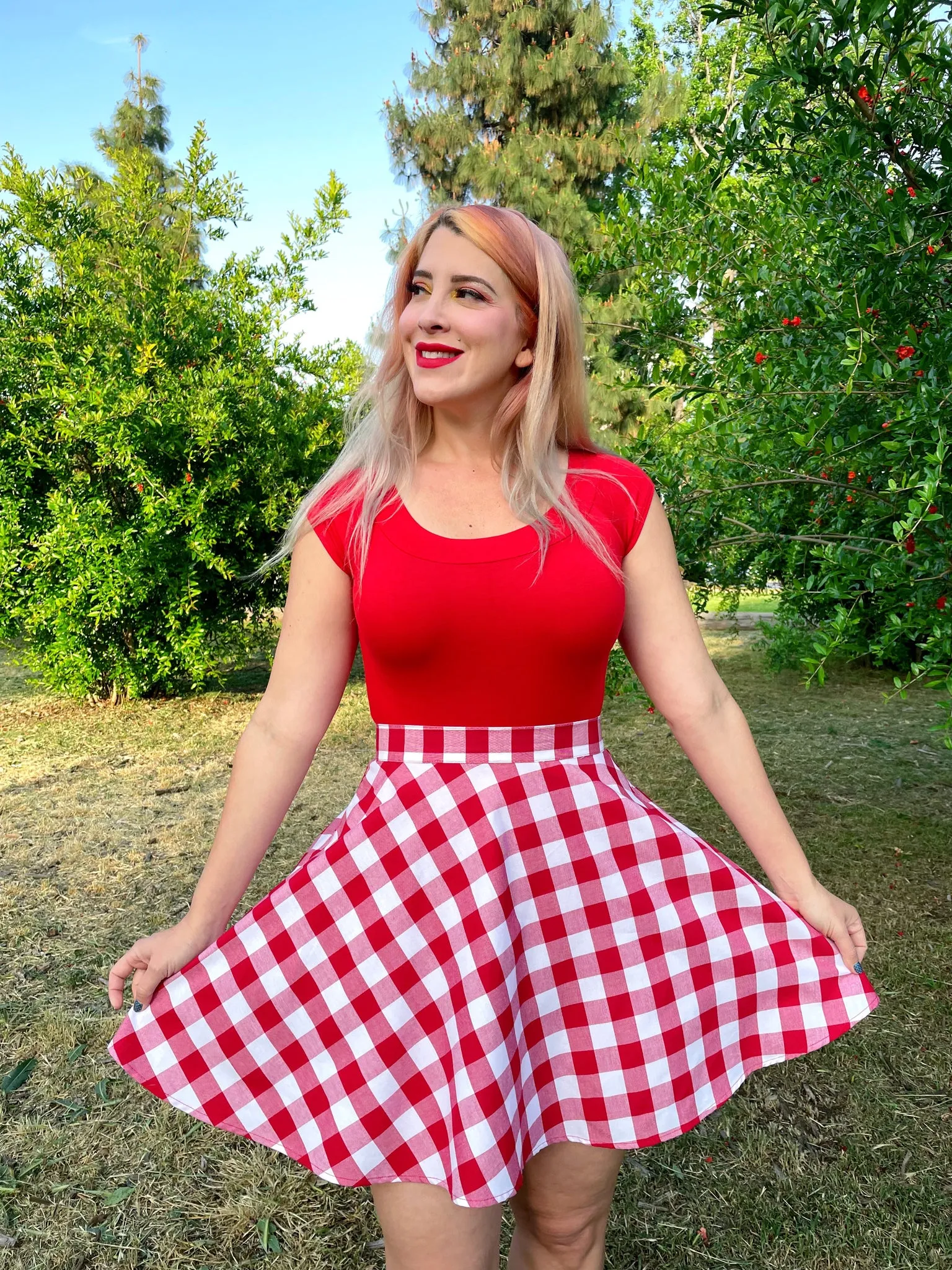 4875 Red Gingham Skater Skirt sold by Retrolicious product image thumbnail 4