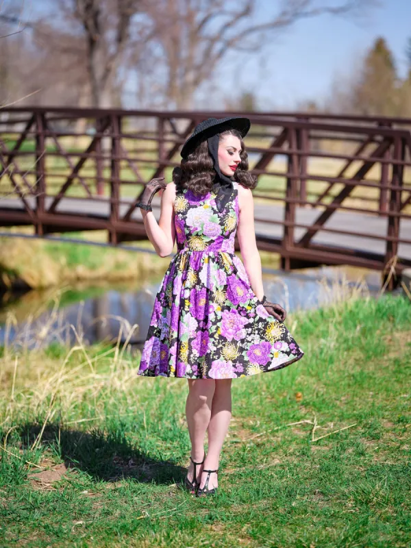 4859 Purple Metallic Floral Vintage Dress - Small only, 1 left! sold by Retrolicious