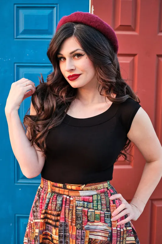 Retro Boat Neck Top in Black sold by Retrolicious