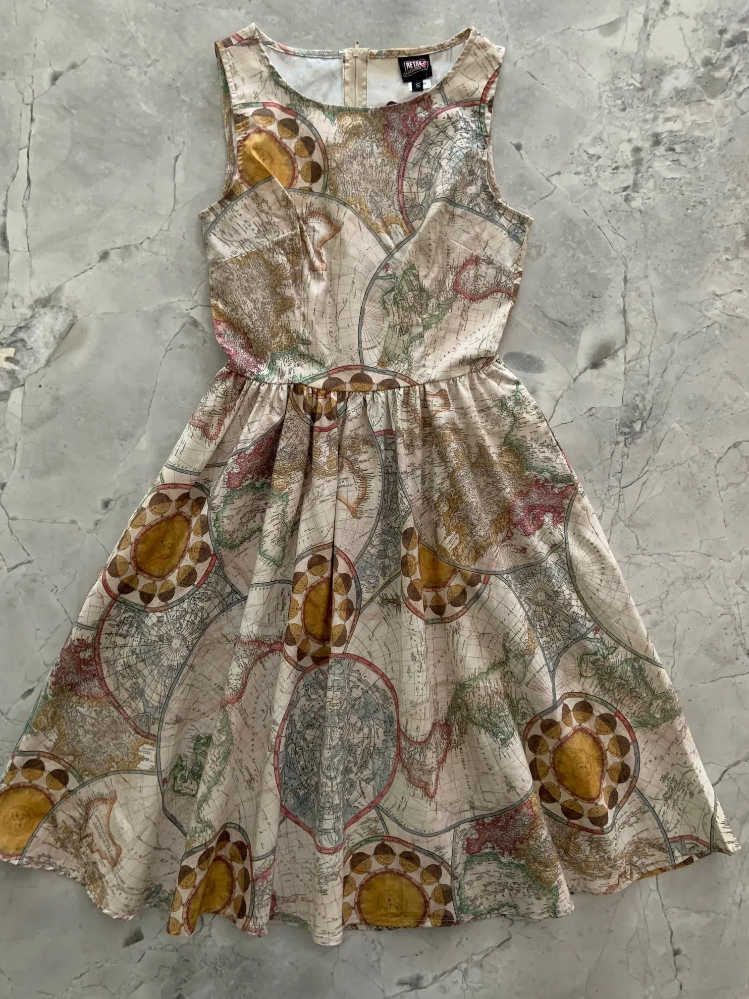 4988 Map Vintage Dress - XS only sold by Retrolicious