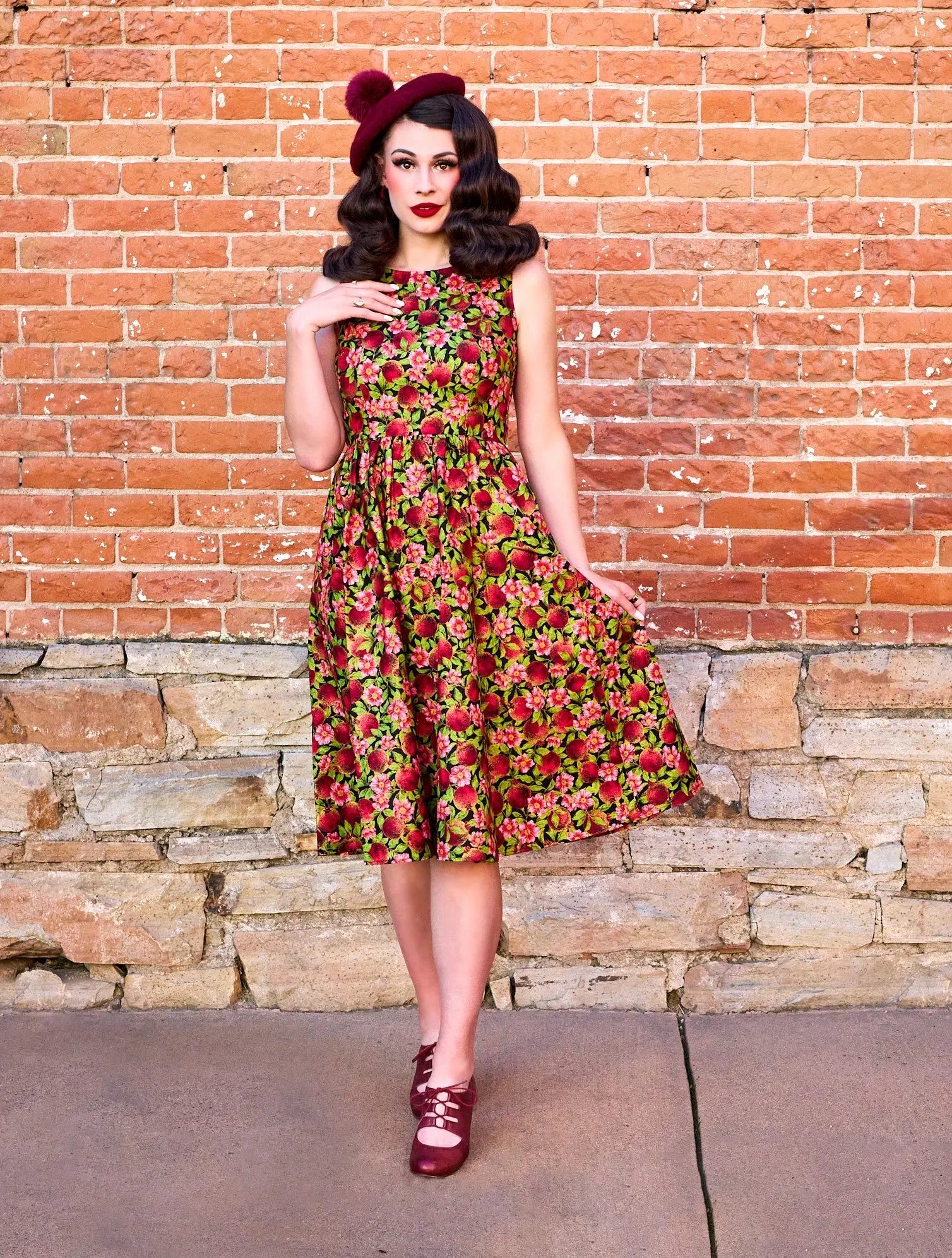 5021 Pomegranate Midi Dress sold by Retrolicious