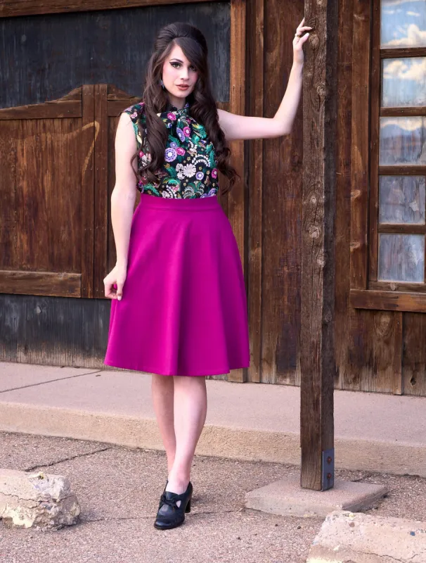 Charlotte Skirt in Magenta sold by Retrolicious
