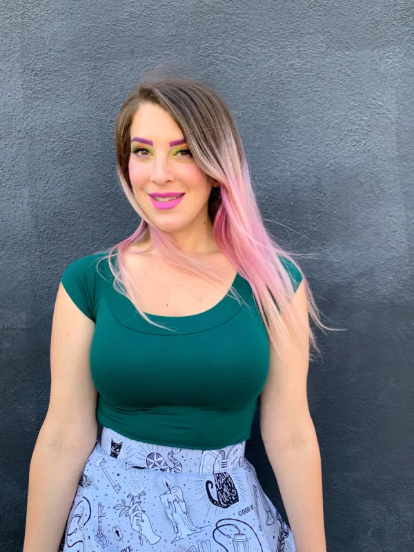 Retro Boat Neck Top in Hunter Green sold by Retrolicious