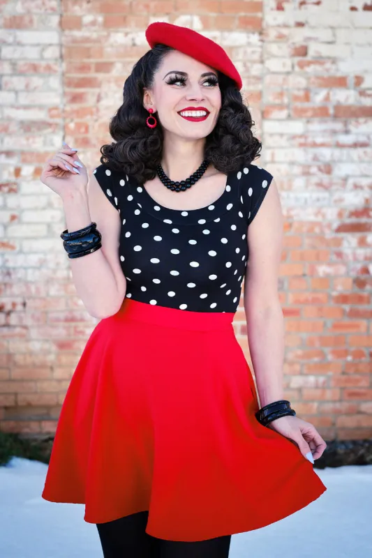 Red Skater Skirt sold by Retrolicious