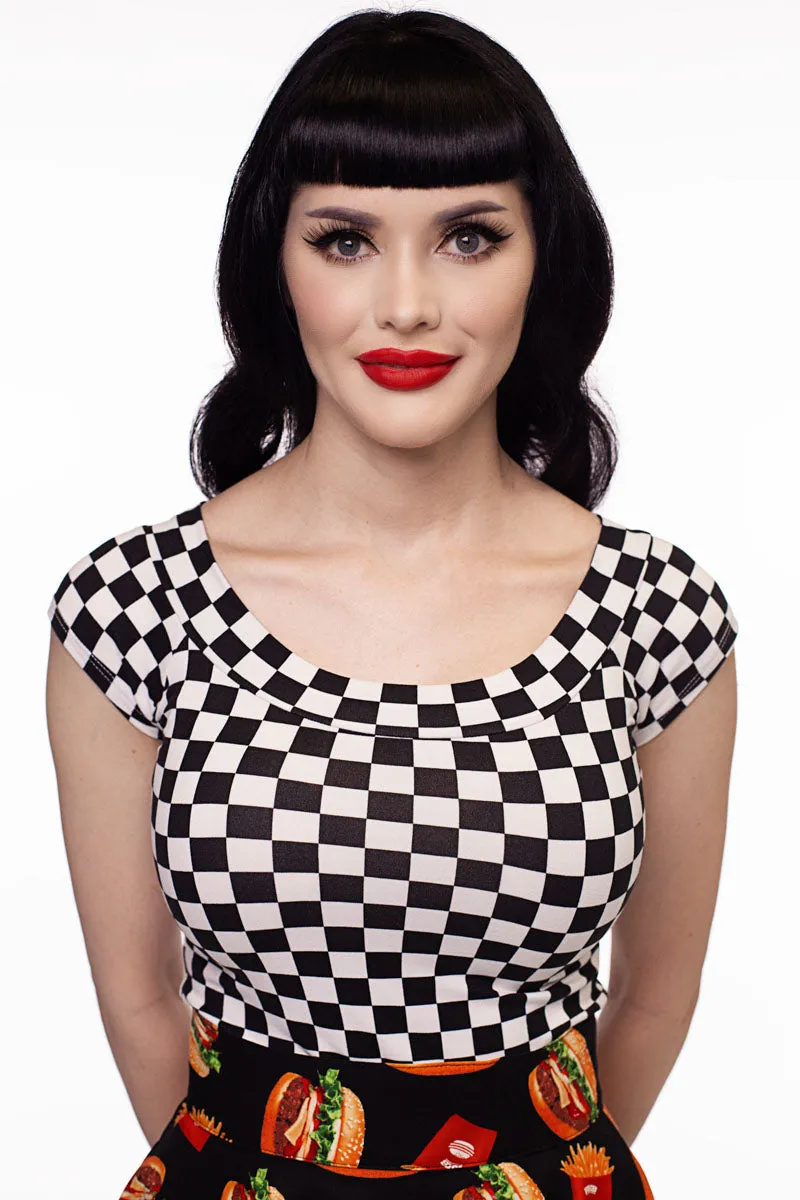 Boat Neck Top in Checkers - XS only sold by Retrolicious product image thumbnail 3