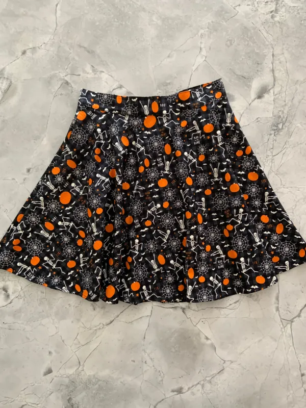 Glow in the Dark Dancing Bones Skater Skirt sold by Retrolicious