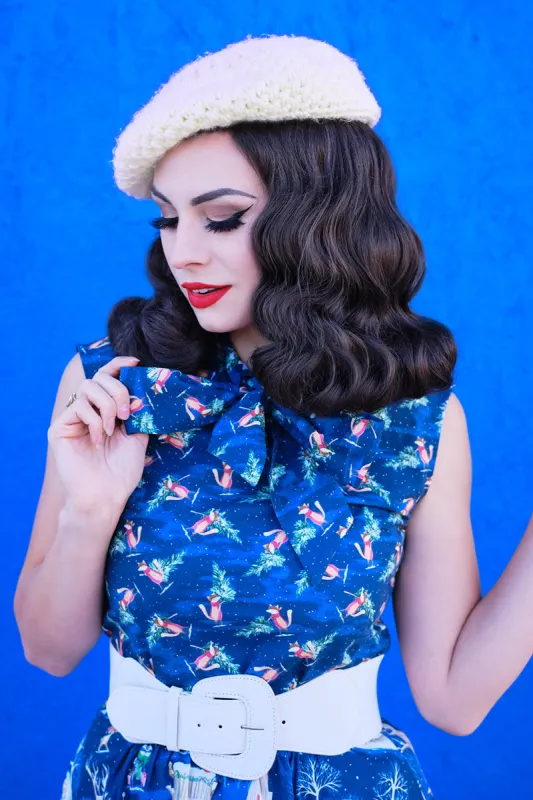 Festive Fox Bow Top - 1X only sold by Retrolicious