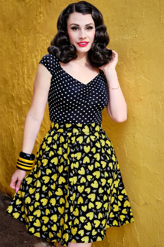 Honey Hives A-line Skirt sold by Retrolicious