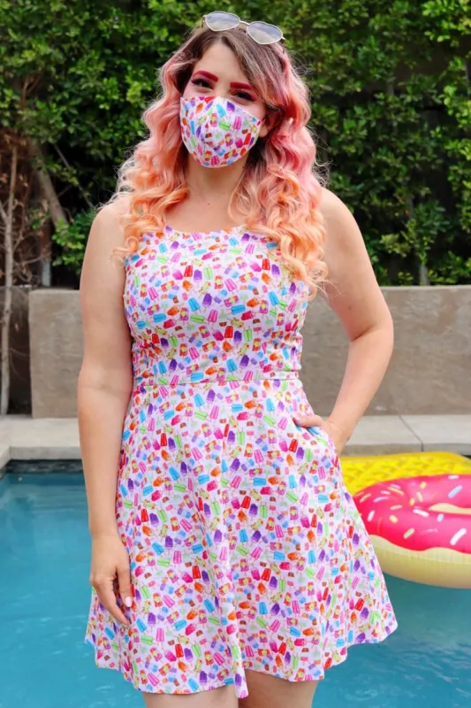 Popsicle / Violet Gingham Reversible Mask sold by Retrolicious