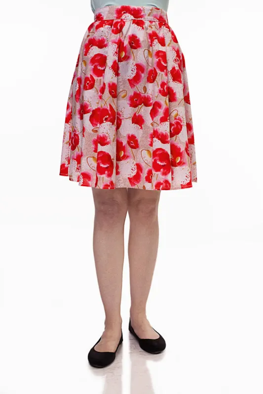 Pink Floral A-line Skirt - Small only sold by Retrolicious