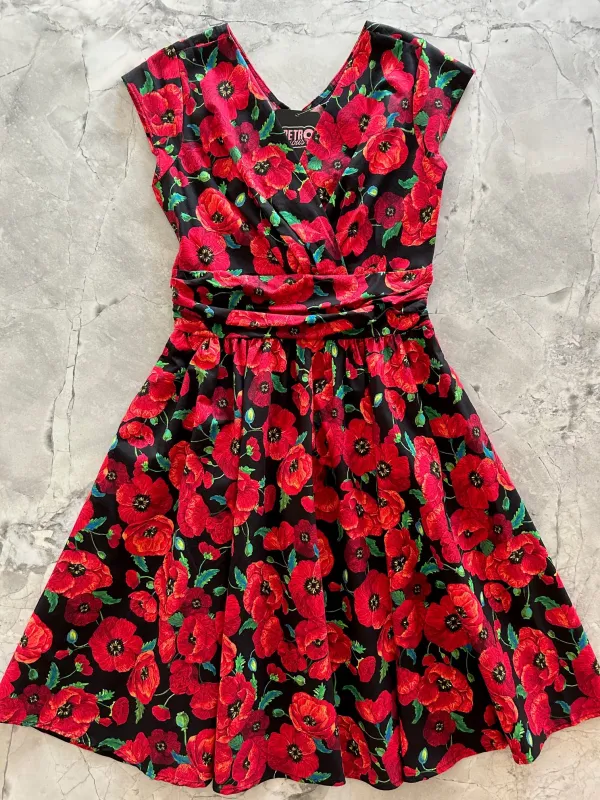 Poppy Flower Greta Dress sold by Retrolicious