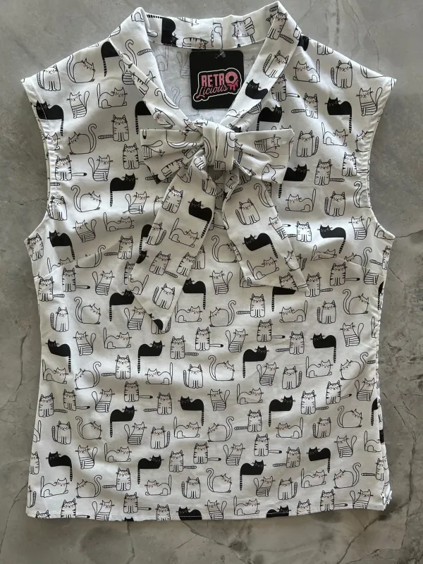 Cats Bow Top - 4X only, 1 left! sold by Retrolicious