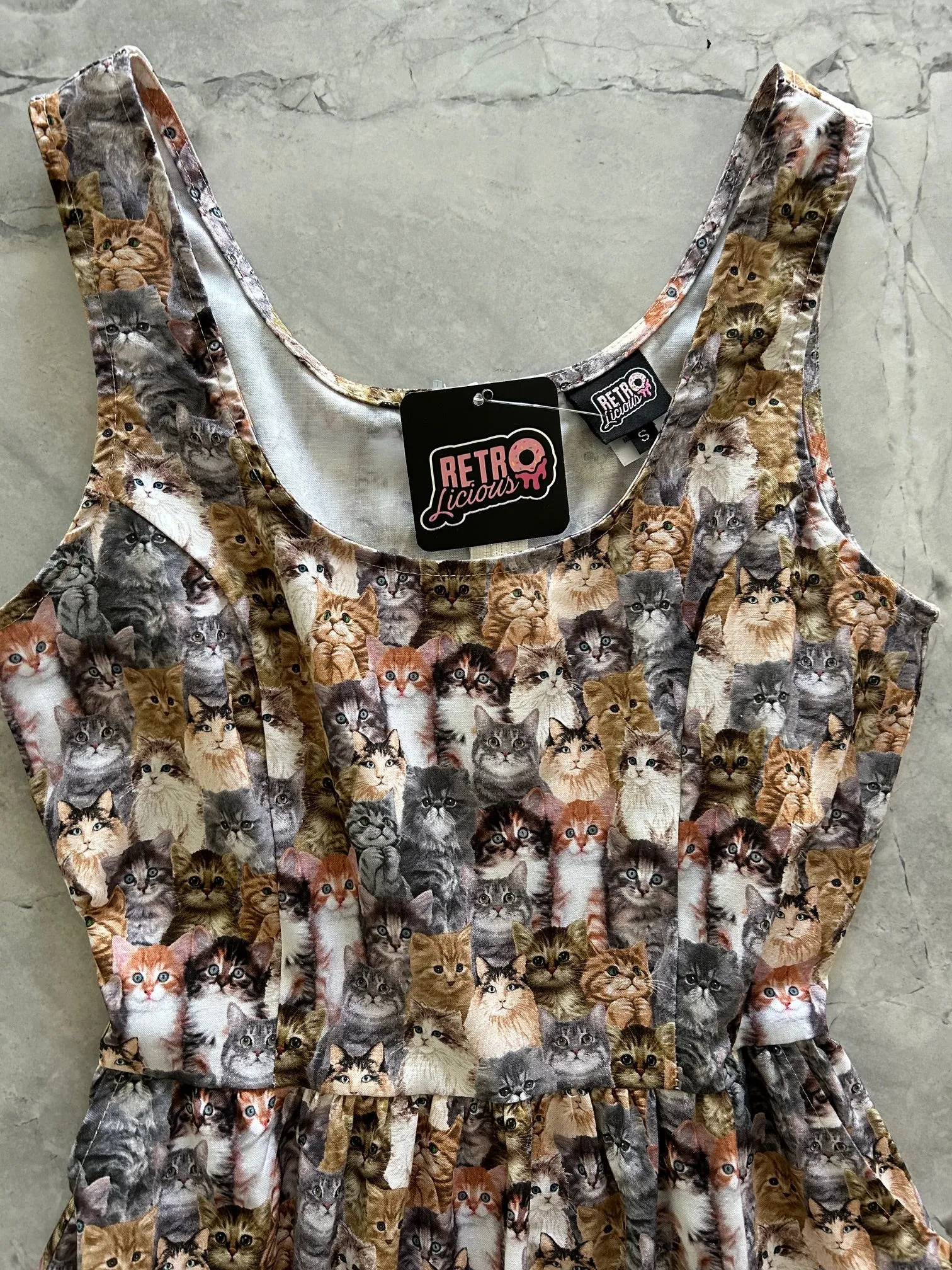 Cats Fit & Flare Dress - XL only, 1 left! sold by Retrolicious product image thumbnail 2