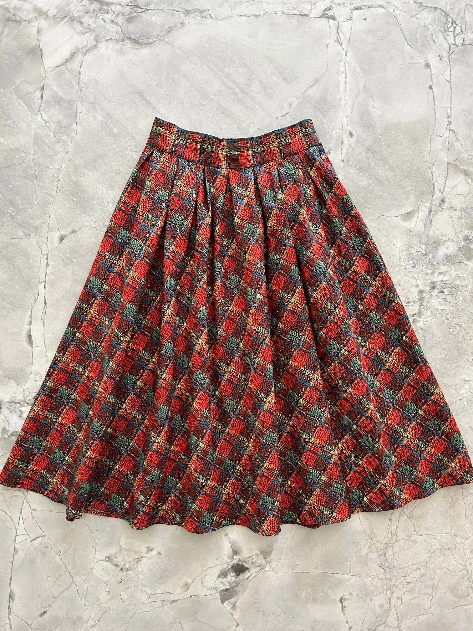 Red Plaid Doris Skirt sold by Retrolicious