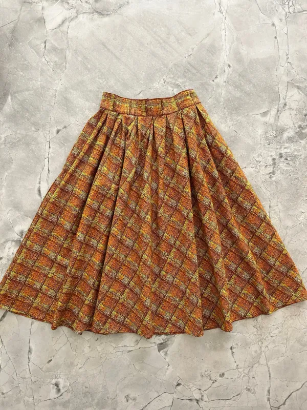 Rust Plaid Doris Skirt sold by Retrolicious