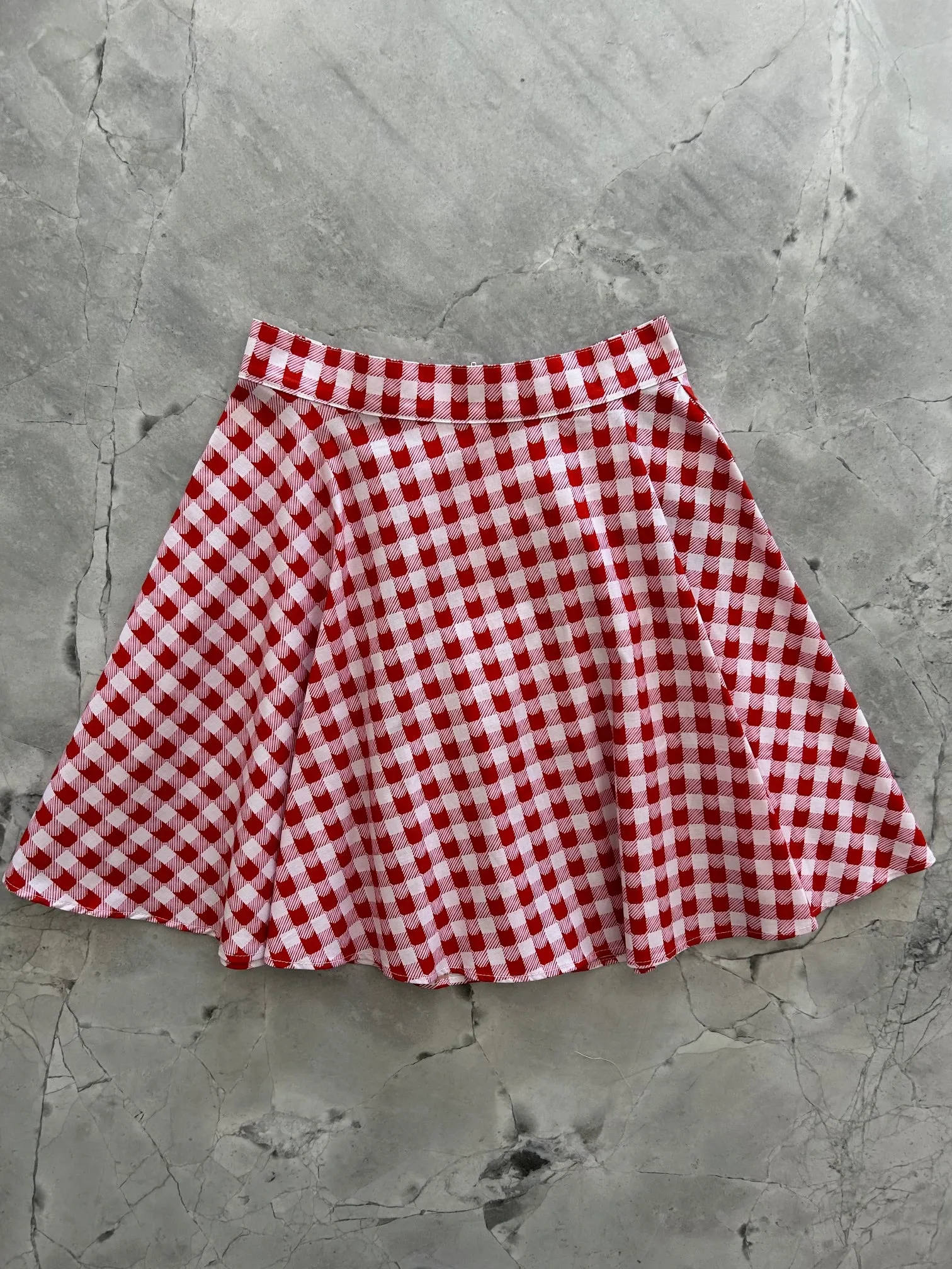 Red Check Kitties Skater Skirt sold by Retrolicious