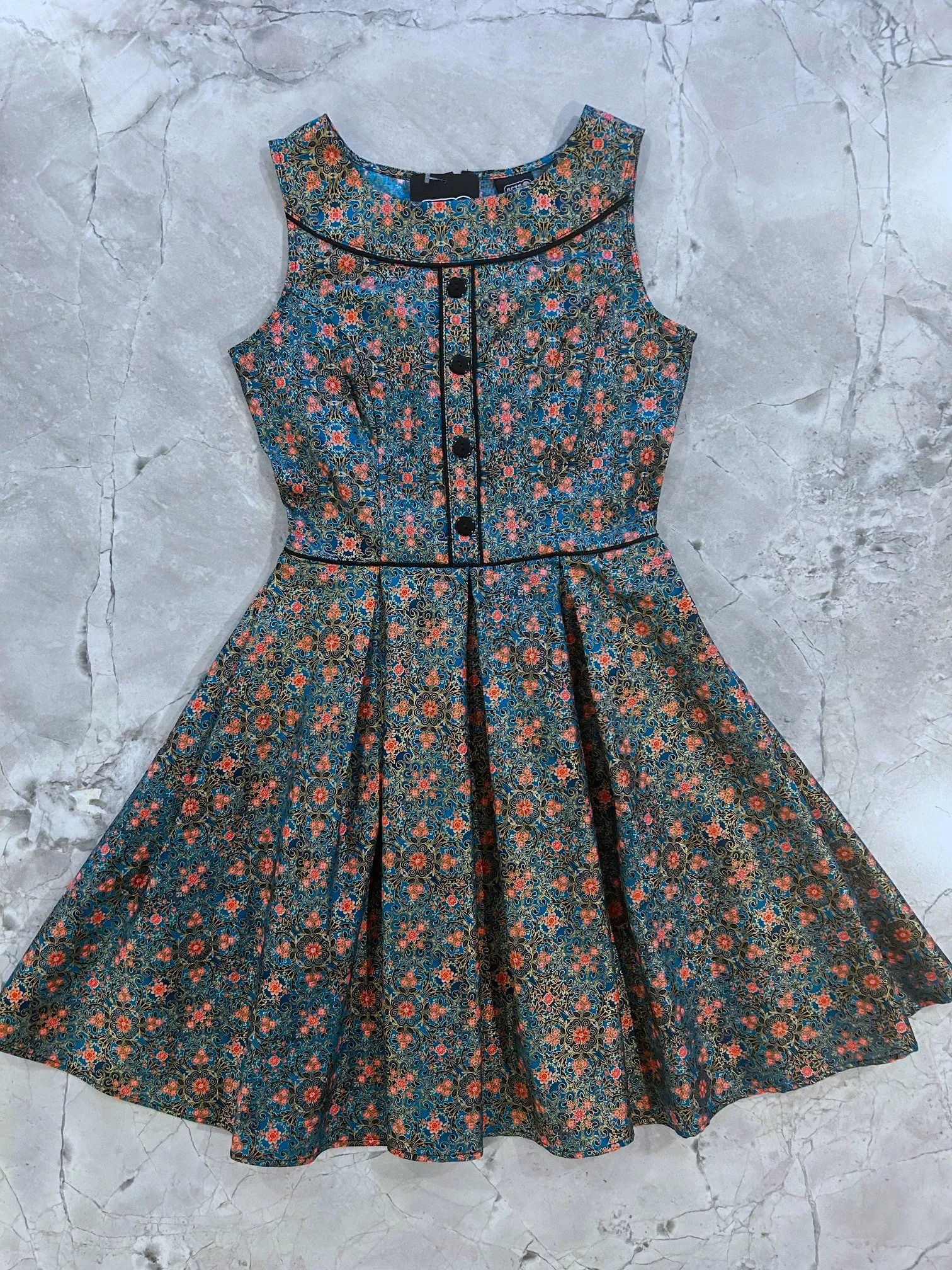 Elizabeth Dress in Serenity sold by Retrolicious