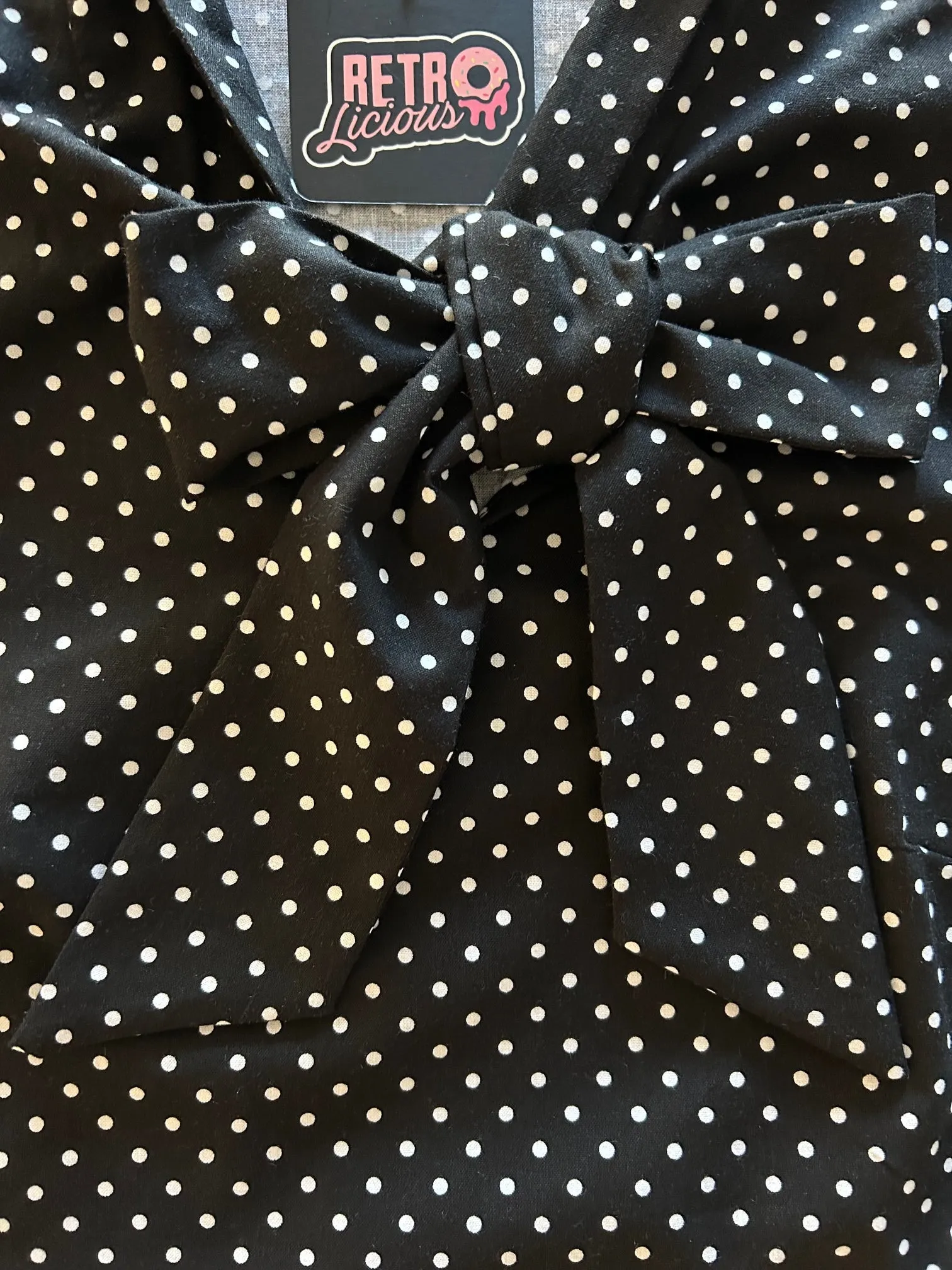 Black Polka Dot Bow Top - XL only, 1 left! sold by Retrolicious product image thumbnail 2
