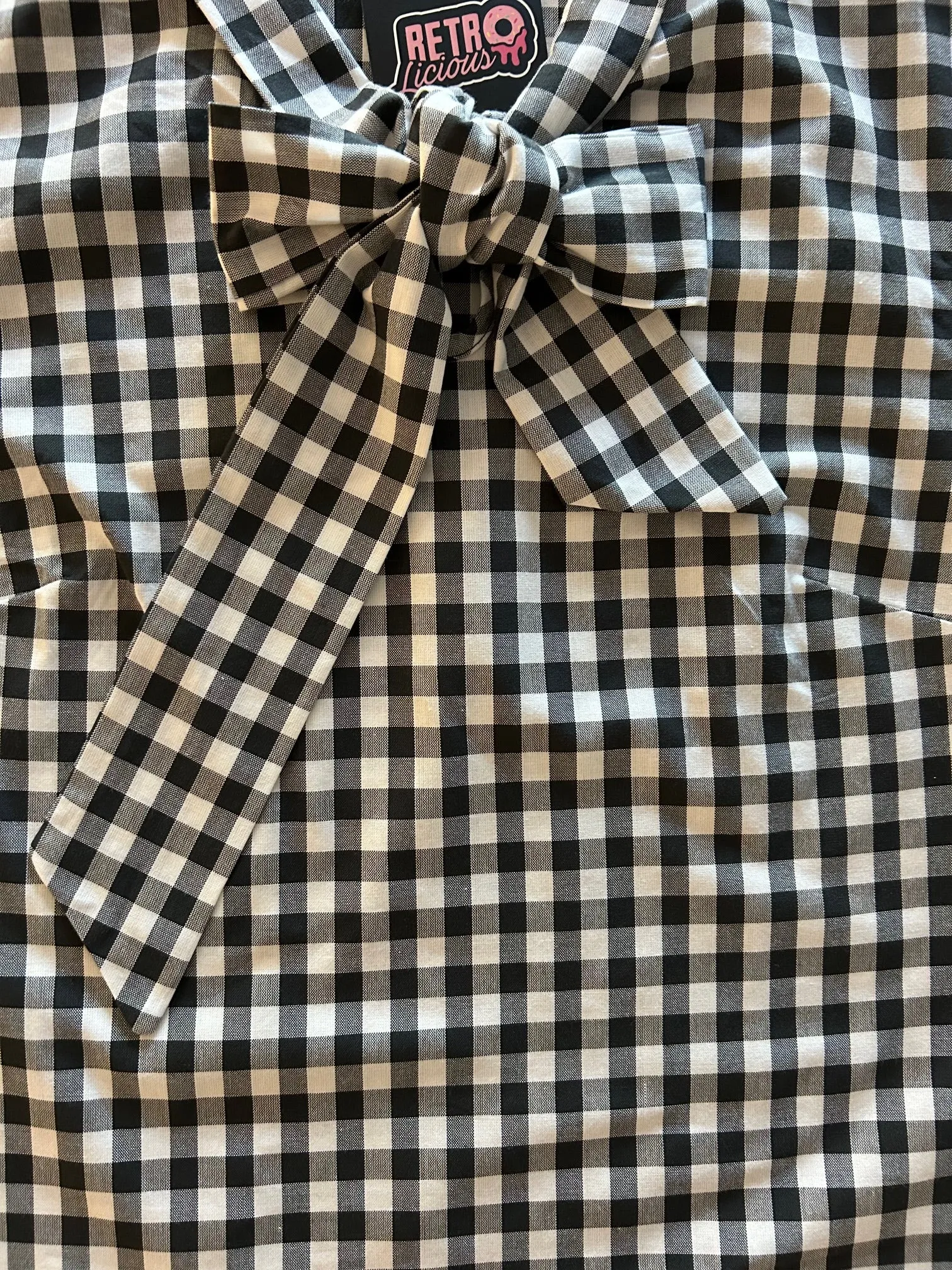 Black Gingham Bow Top - XL only, 1 left! sold by Retrolicious product image thumbnail 2