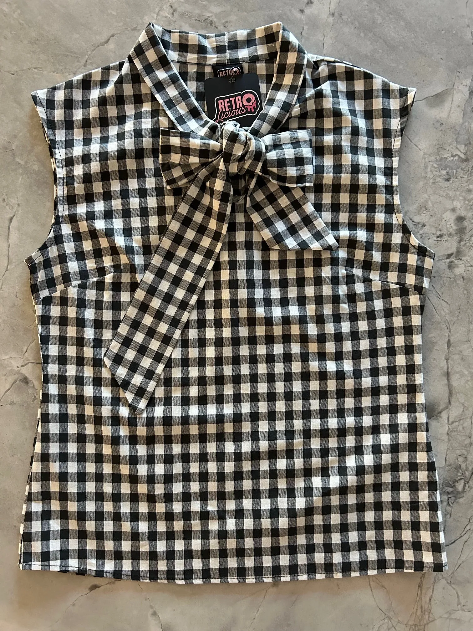Black Gingham Bow Top - XL only, 1 left! sold by Retrolicious