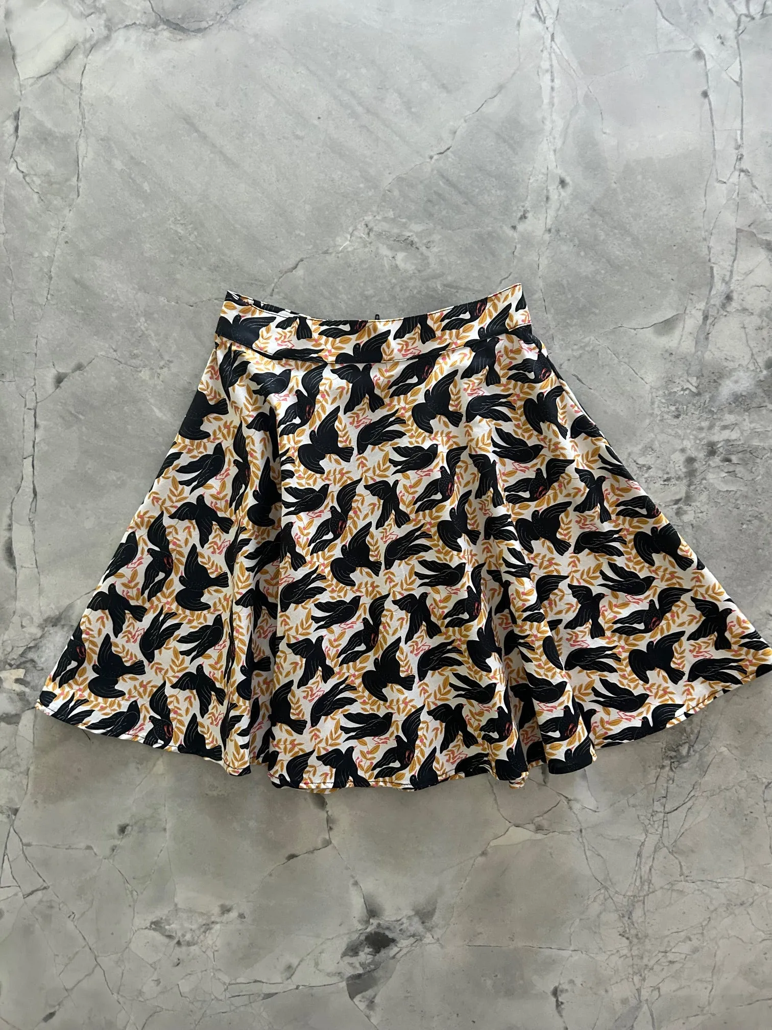 Birds Skater Skirt sold by Retrolicious