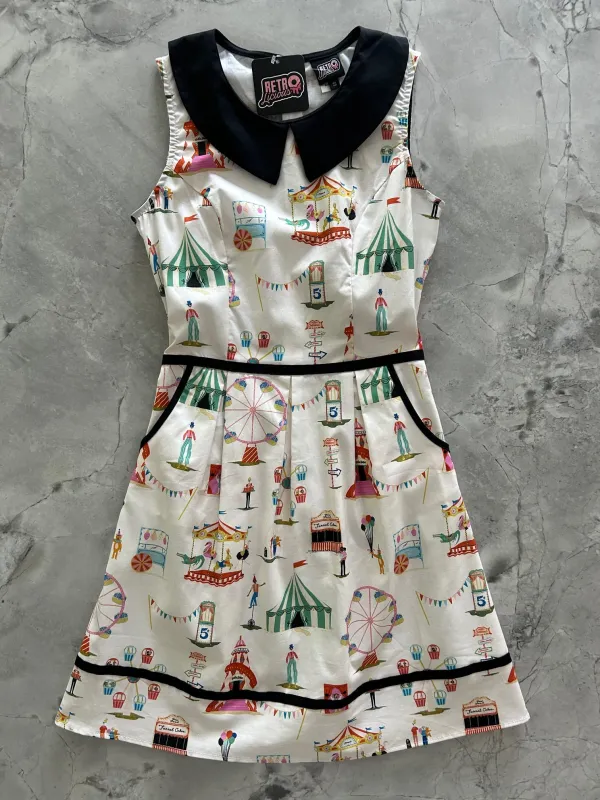 Carnival Collared Dress - XS only, 1 left! sold by Retrolicious