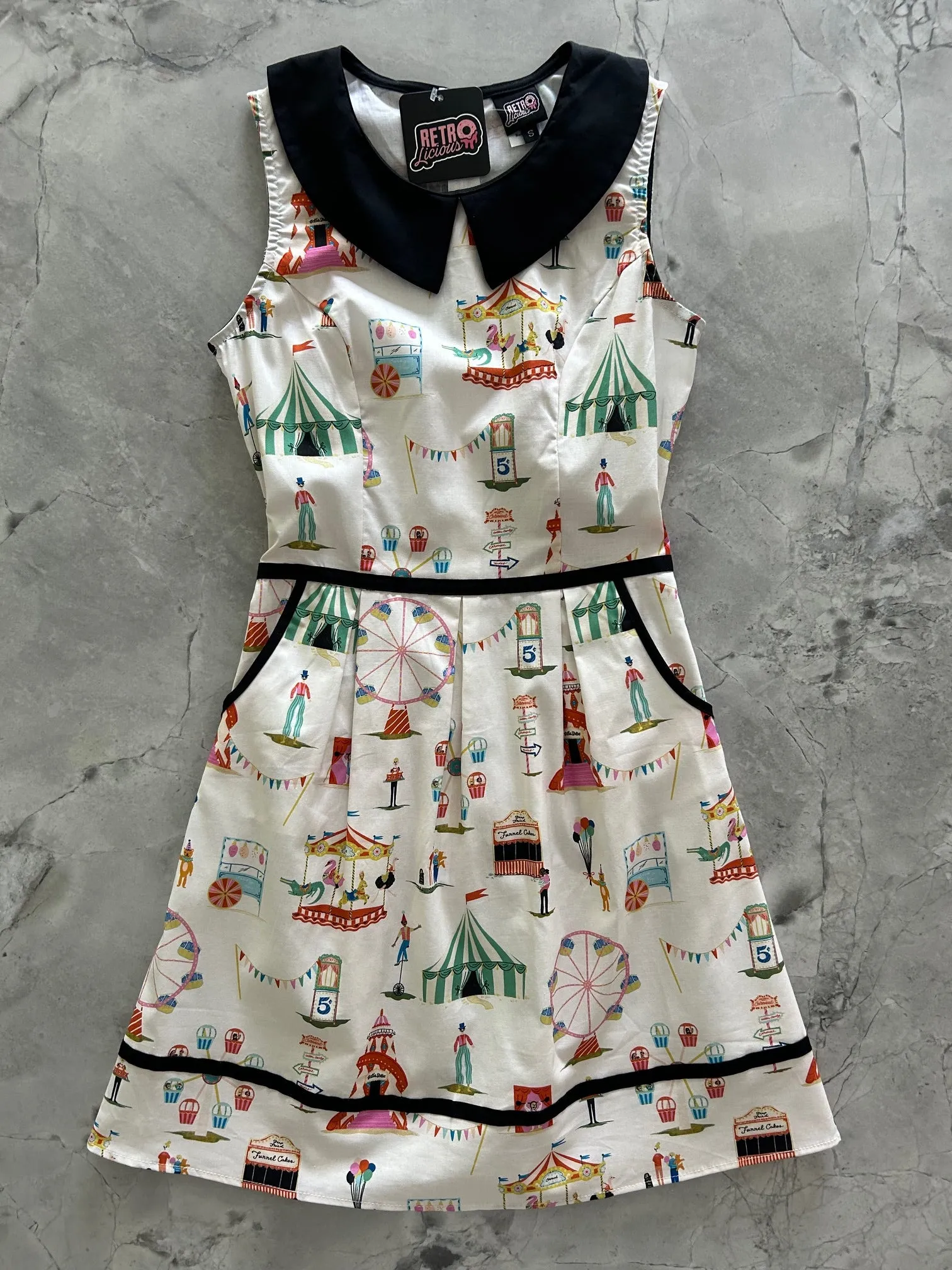 Carnival Collared Dress - XS only, 1 left! sold by Retrolicious