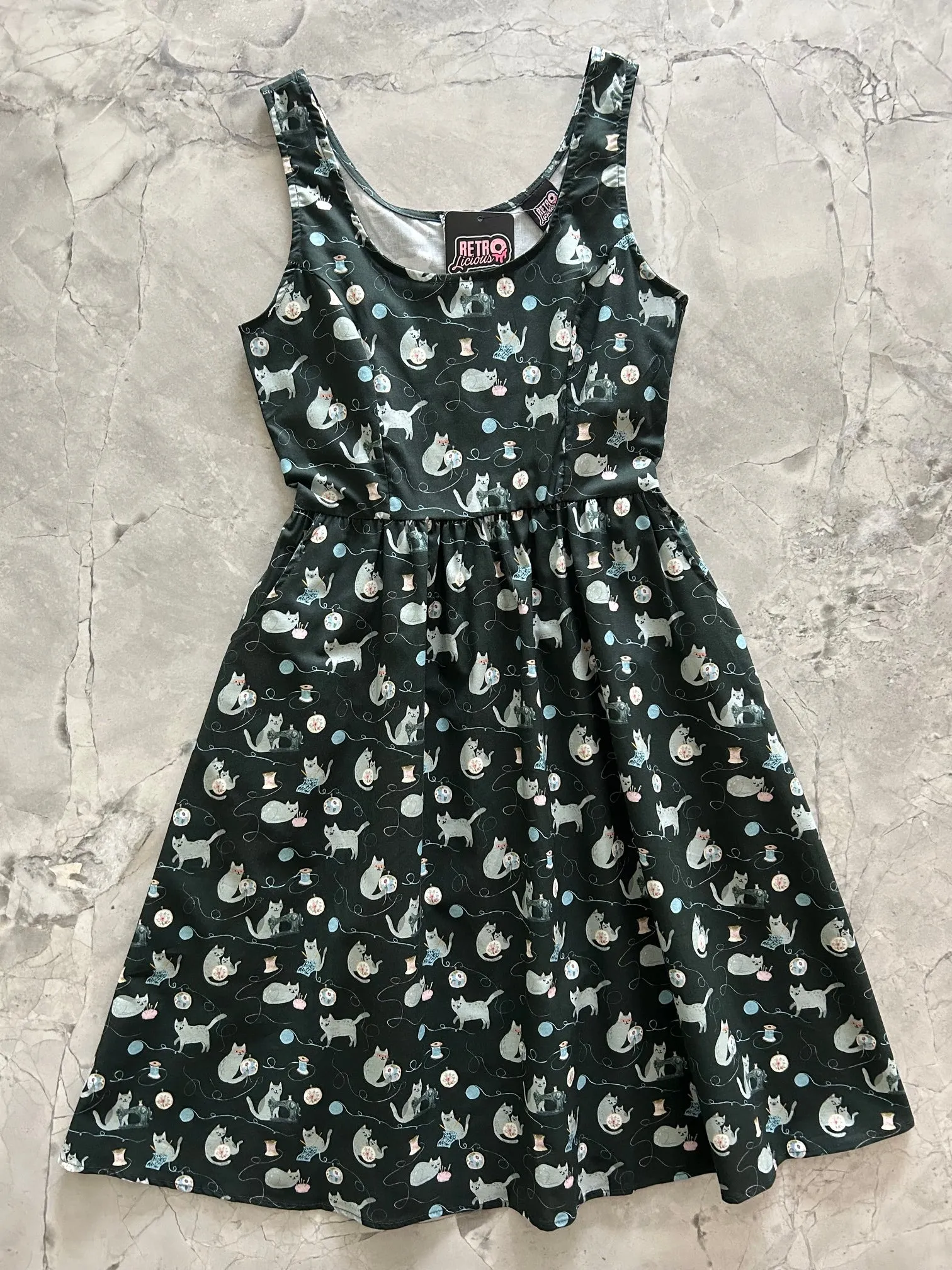 Cats and Yarn Fit & Flare Dress sold by Retrolicious
