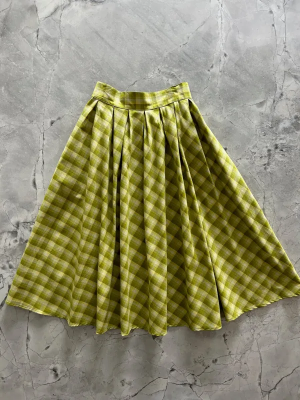 Green Plaid Doris Skirt sold by Retrolicious