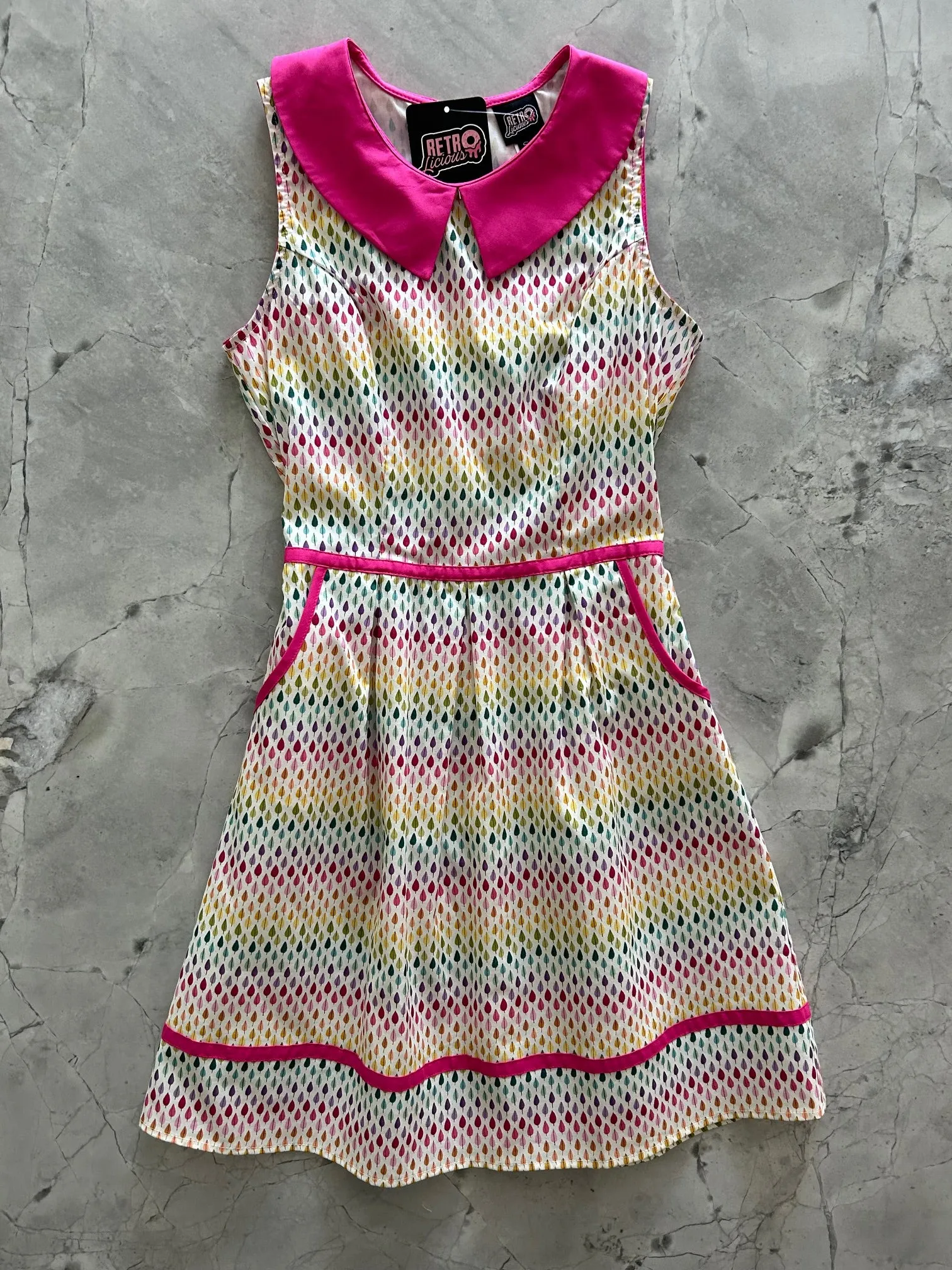 Rainbow Drop Collared Dress sold by Retrolicious