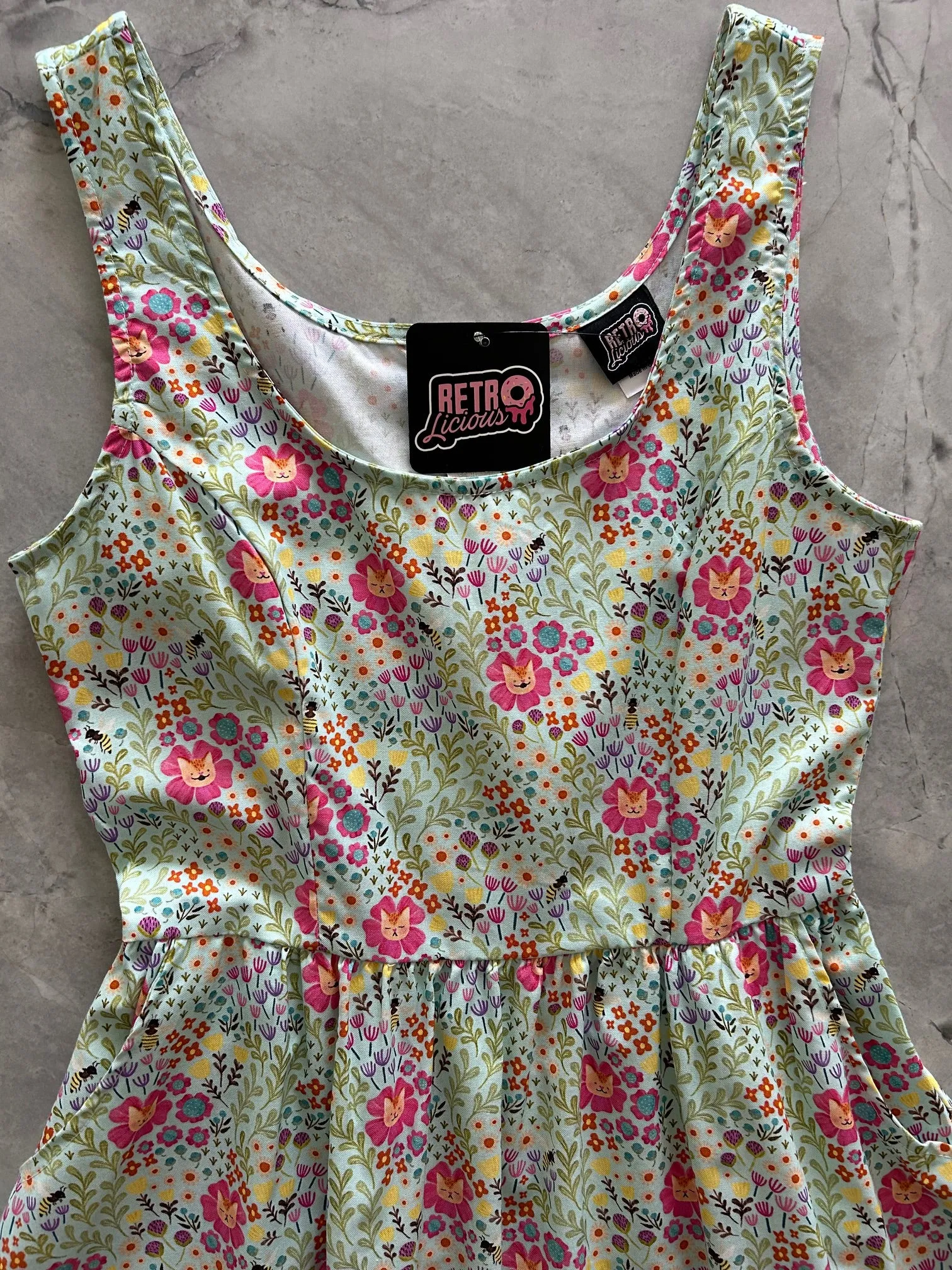 Floral Cats Fit & Flare Dress sold by Retrolicious product image thumbnail 2