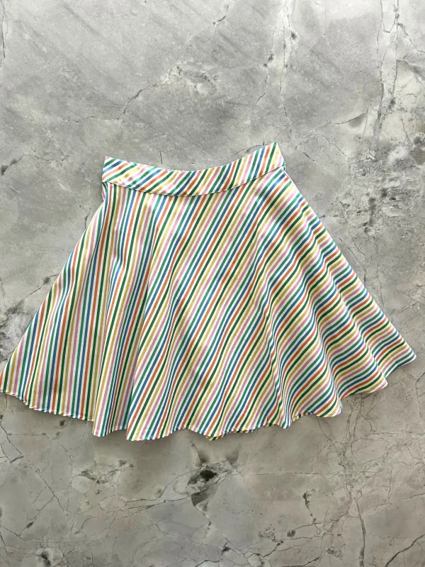Rainbow Stripe Skater Skirt sold by Retrolicious