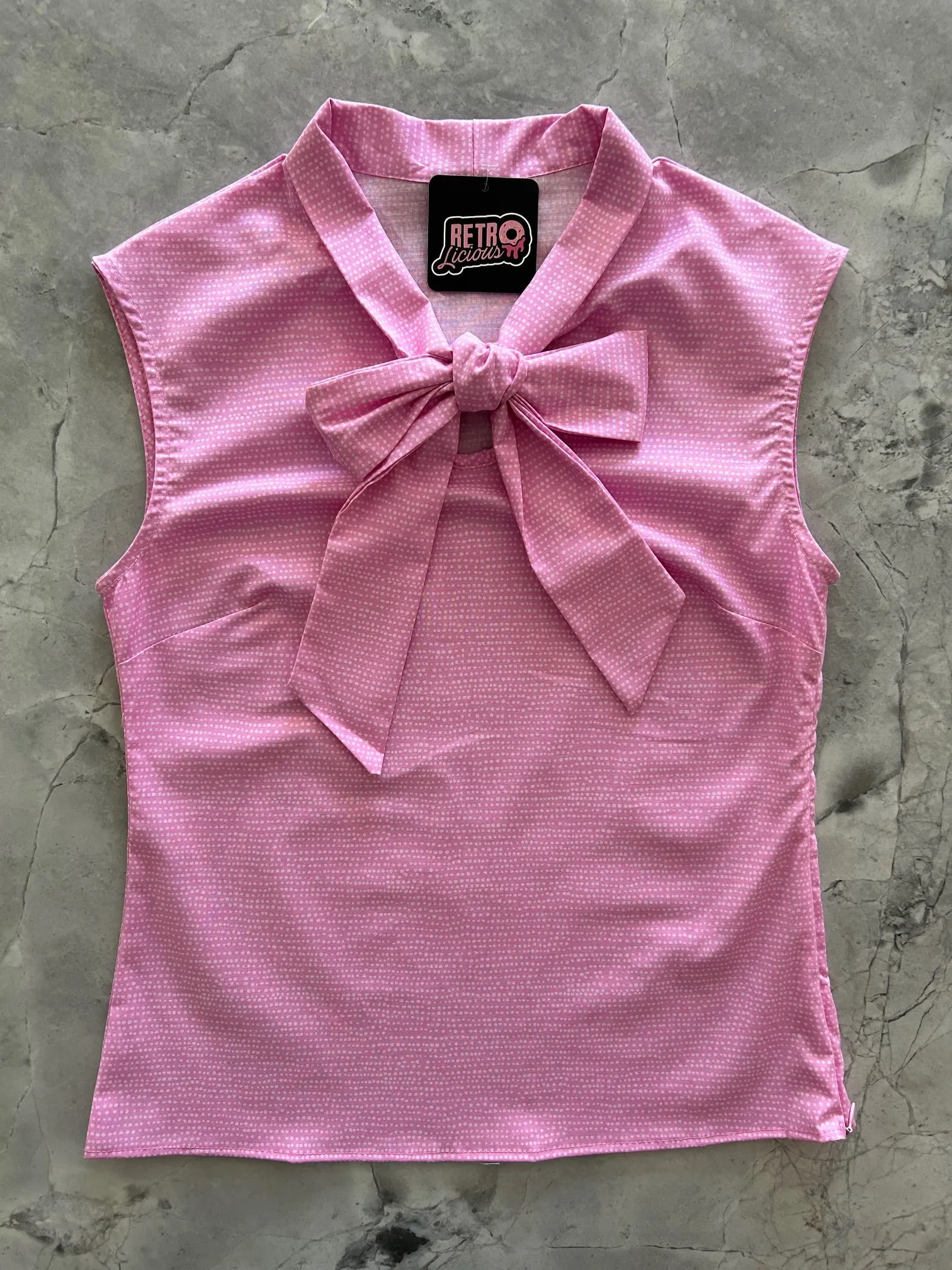 Pink Dot Bow Top sold by Retrolicious