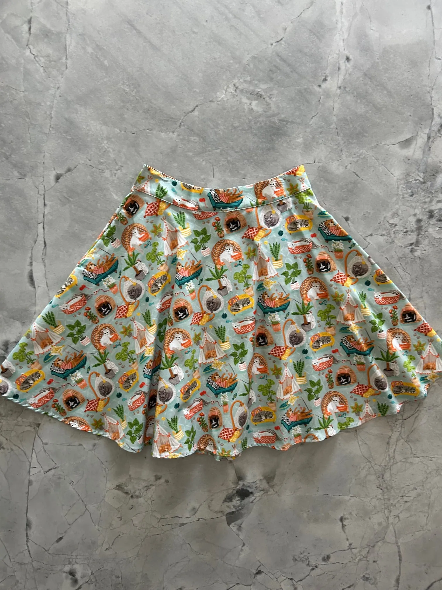 Cats & Plants Skater Skirt sold by Retrolicious