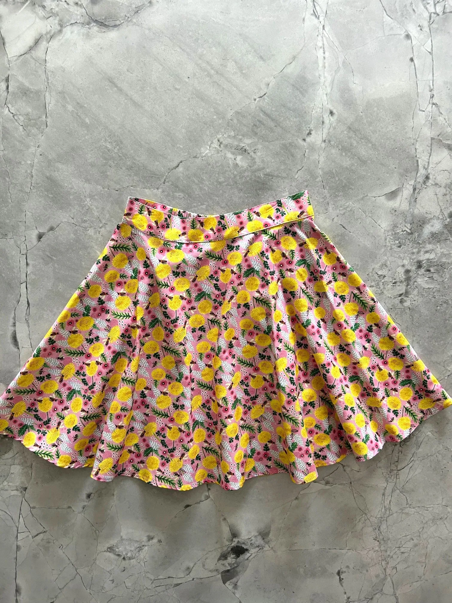 Bees & Dandelions Skater Skirt sold by Retrolicious
