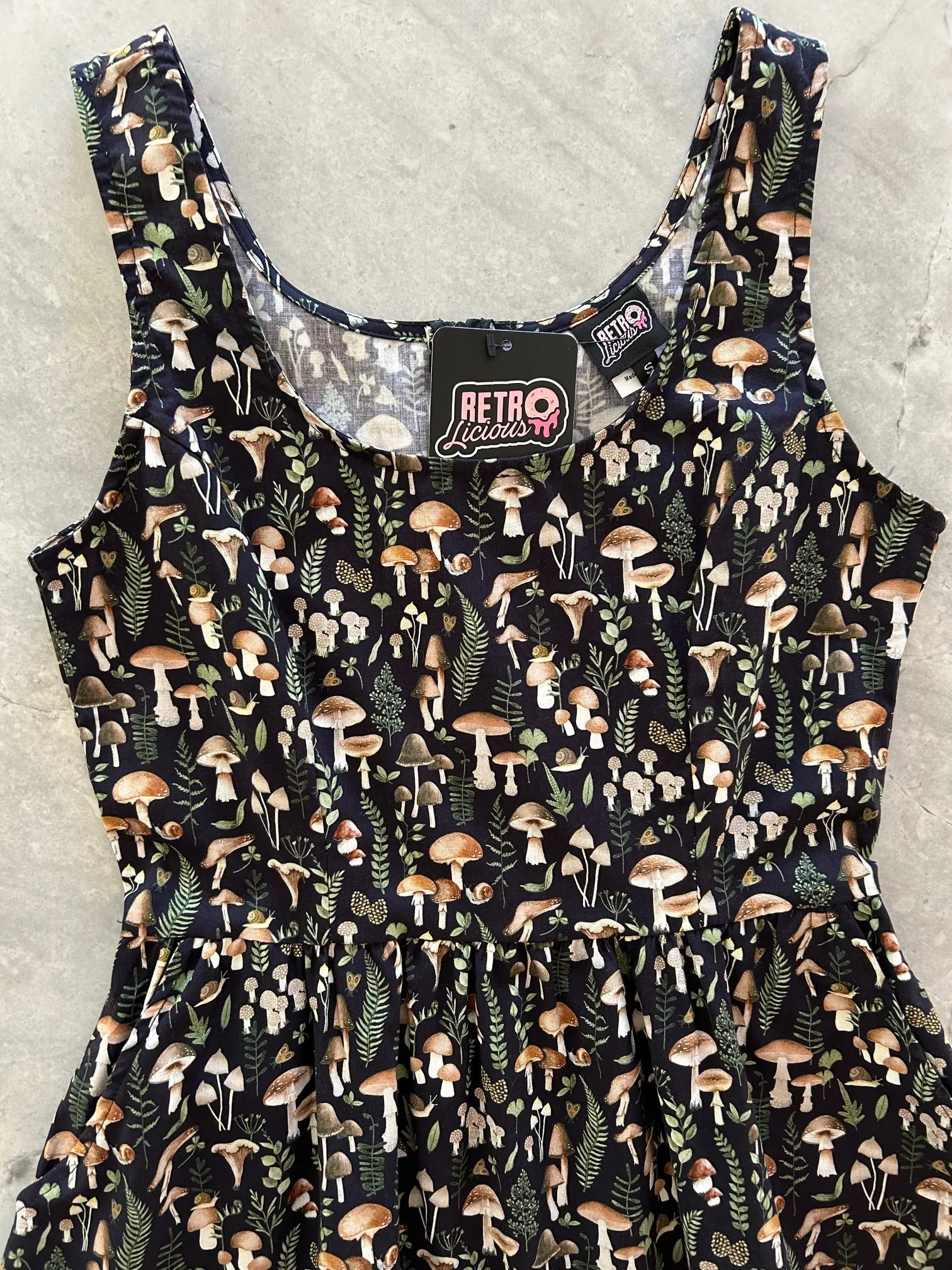 Mushrooms Fit & Flare Dress - XS only, 1 left! sold by Retrolicious product image thumbnail 2