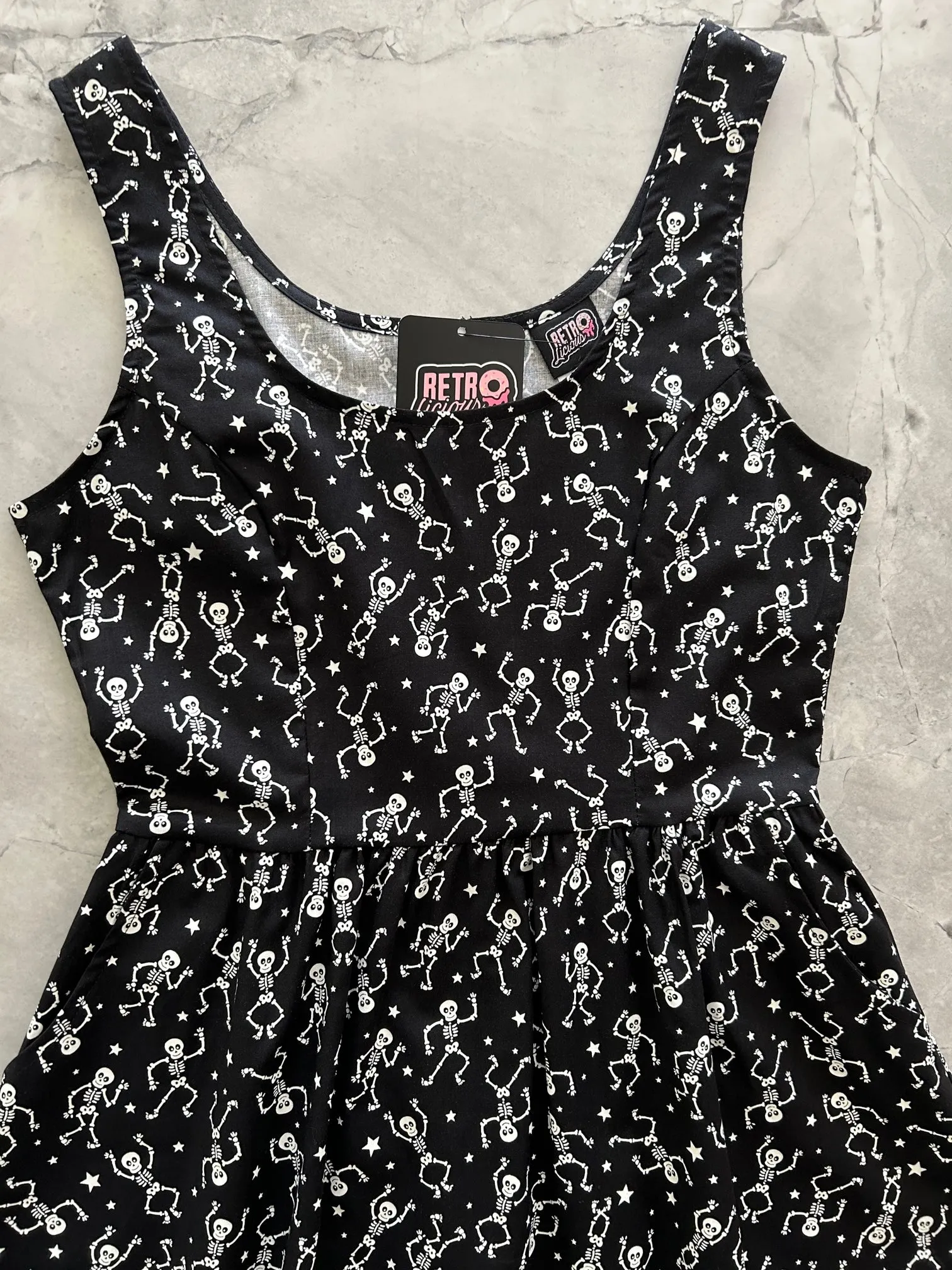 Glow in the Dark Dancing Skeletons Fit & Flare Dress - XS only sold by Retrolicious product image thumbnail 2