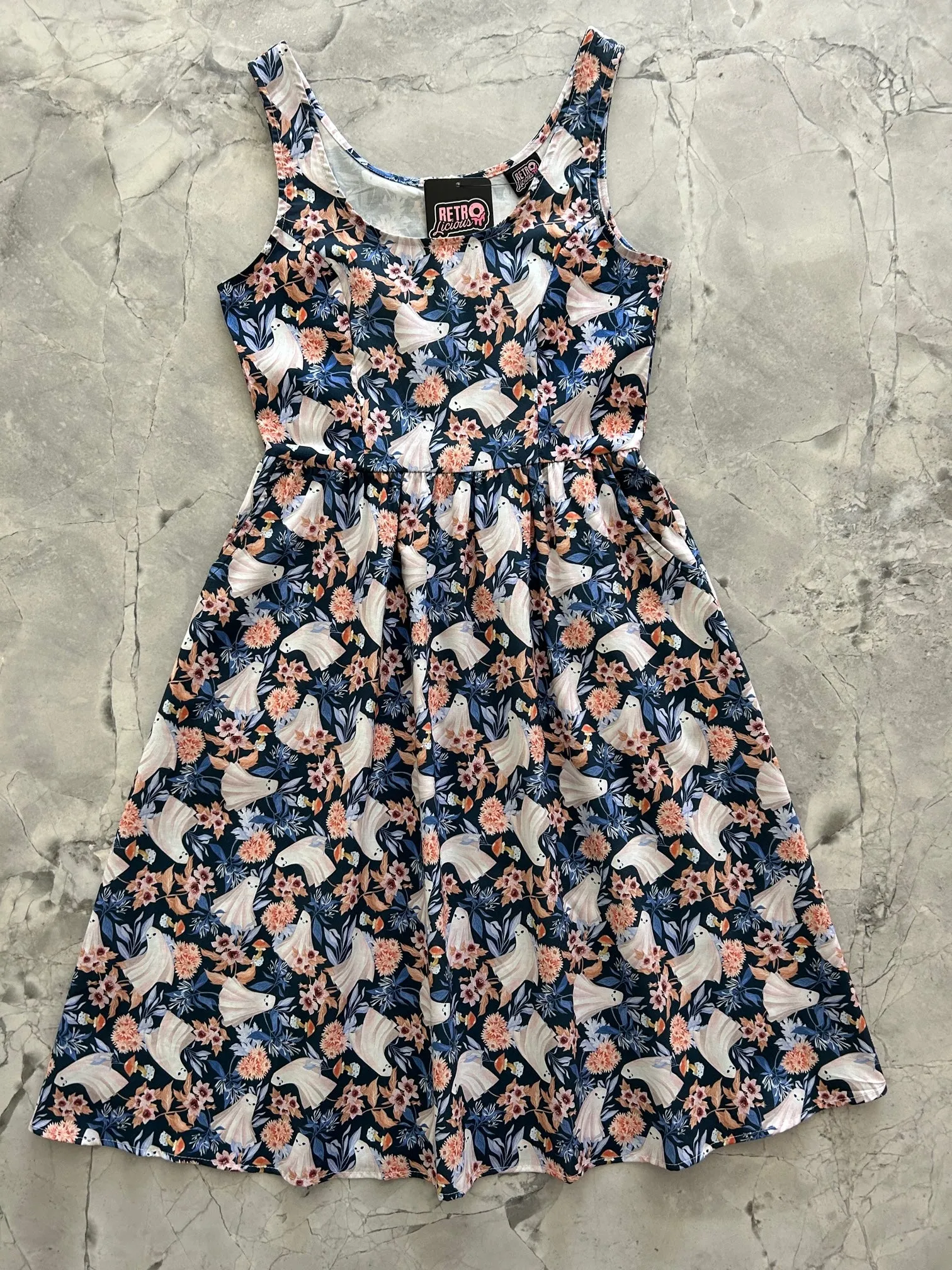 Ghosts Fit & Flare Dress - XS only sold by Retrolicious