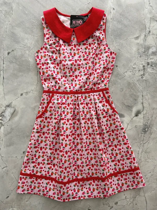 Berry Cherry Collared Dress sold by Retrolicious